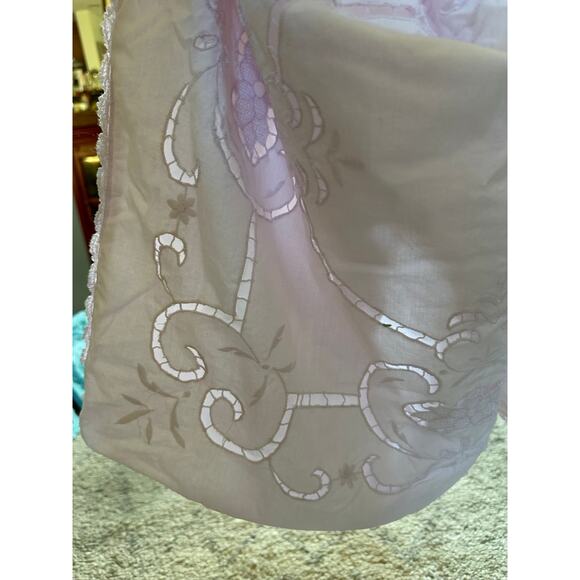 Simply Shabby Chic Pink Embroidered 24” Pillow Sham case Cotton euro Vintage - Picture 1 of 15